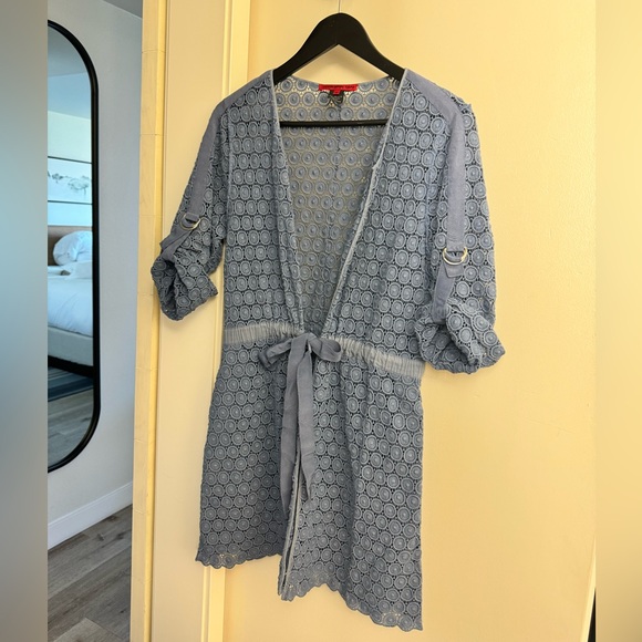 Vintage Vivienne Tam Crochet Lace  Adjustable Long Cardigan Dress n Pockets - S - Picture 6 of 16